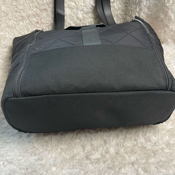 Paper Clip Black Nylon Quilted Large Diaper Bag silver tone hardwares. - Picture 4 of 15